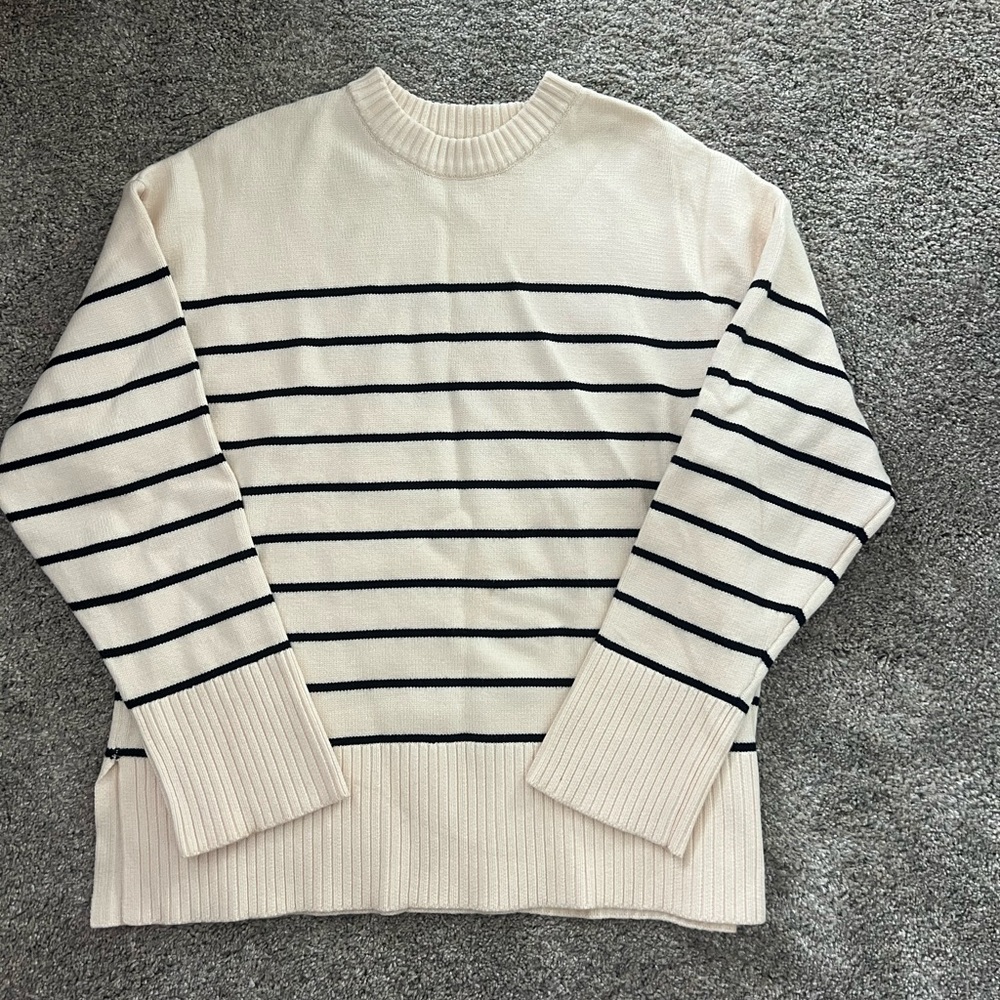 Cream and black striped Zara sweater